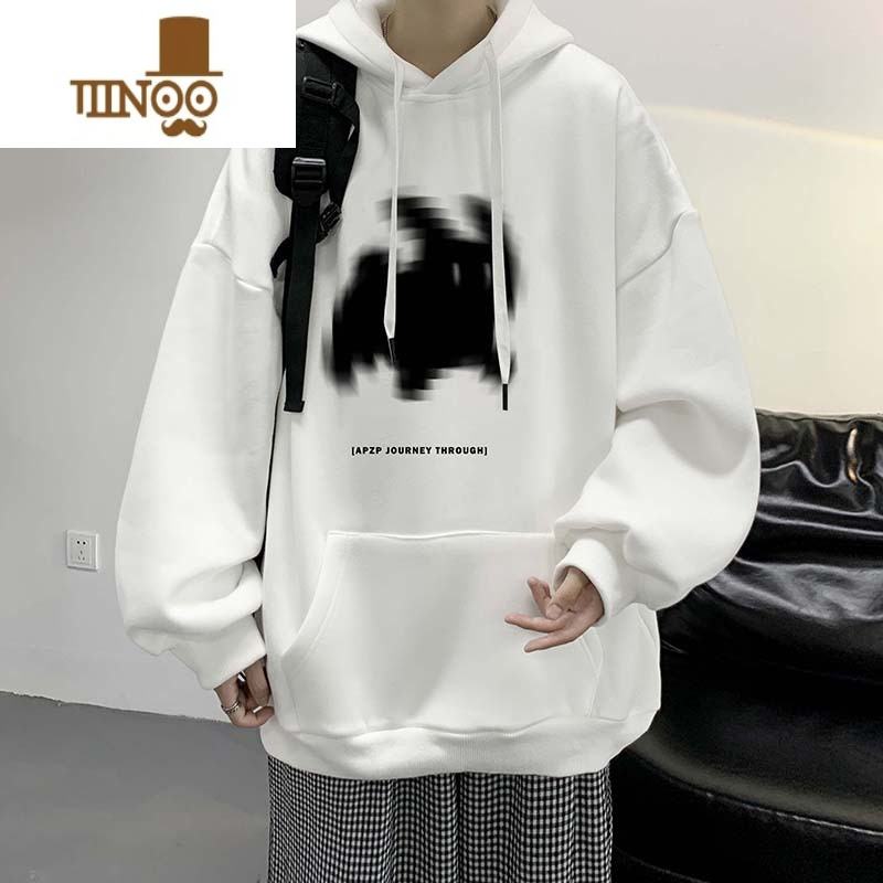 yanxu连帽卫衣男士oversize大码上衣宽松新款套头外套硬挺美式