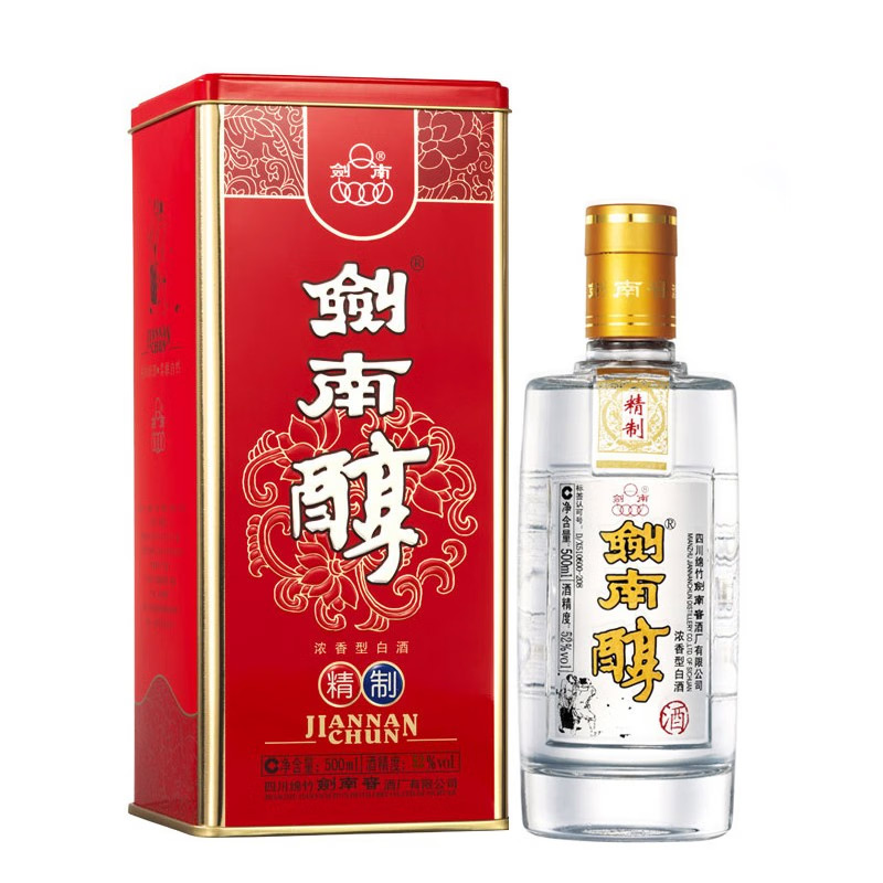 剑南春 剑南醇 52度浓香型白酒 500ml单瓶