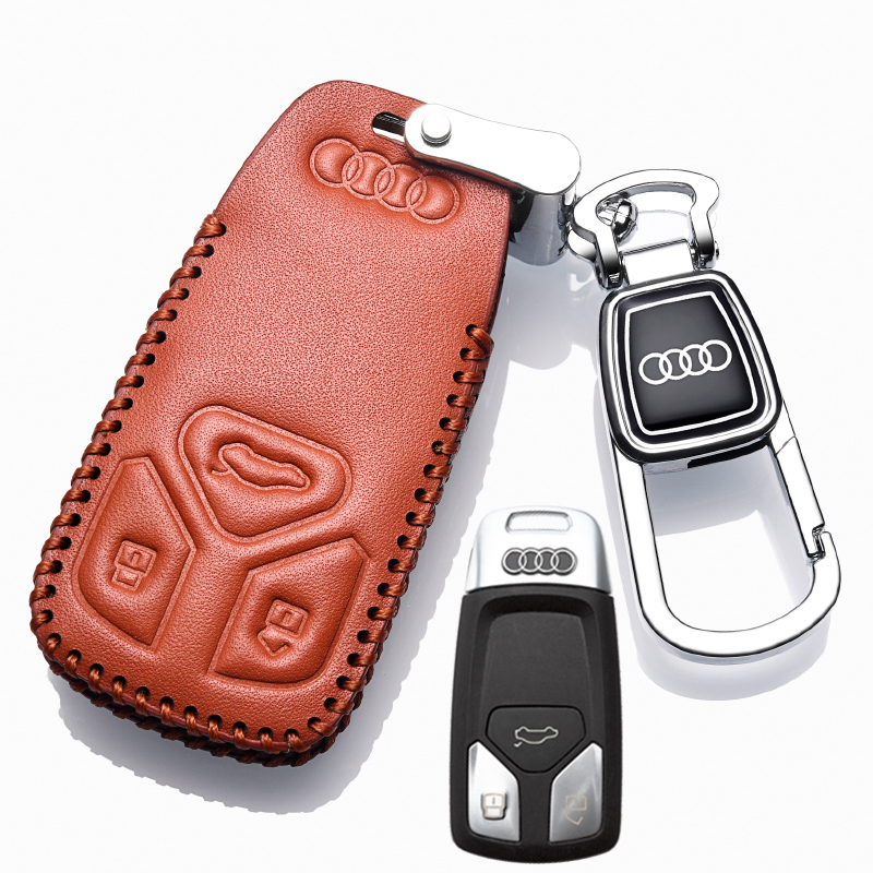奥迪q5l钥匙套2020款真皮18款奥迪q5汽车钥匙包专用扣20款遥控壳汽车