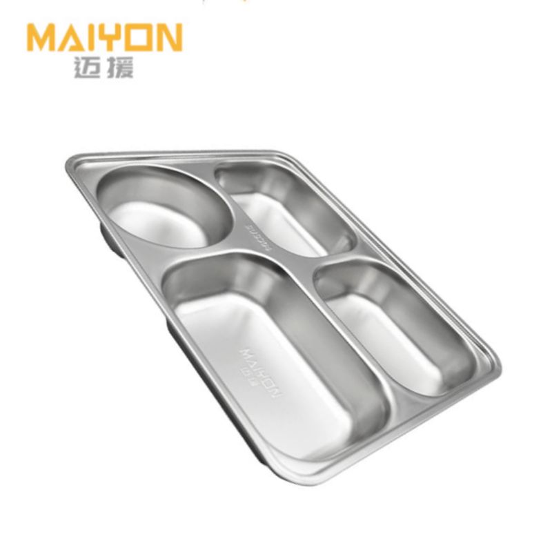 迈援 餐盘 304不锈钢加深 大四格(B型) 个高清大图