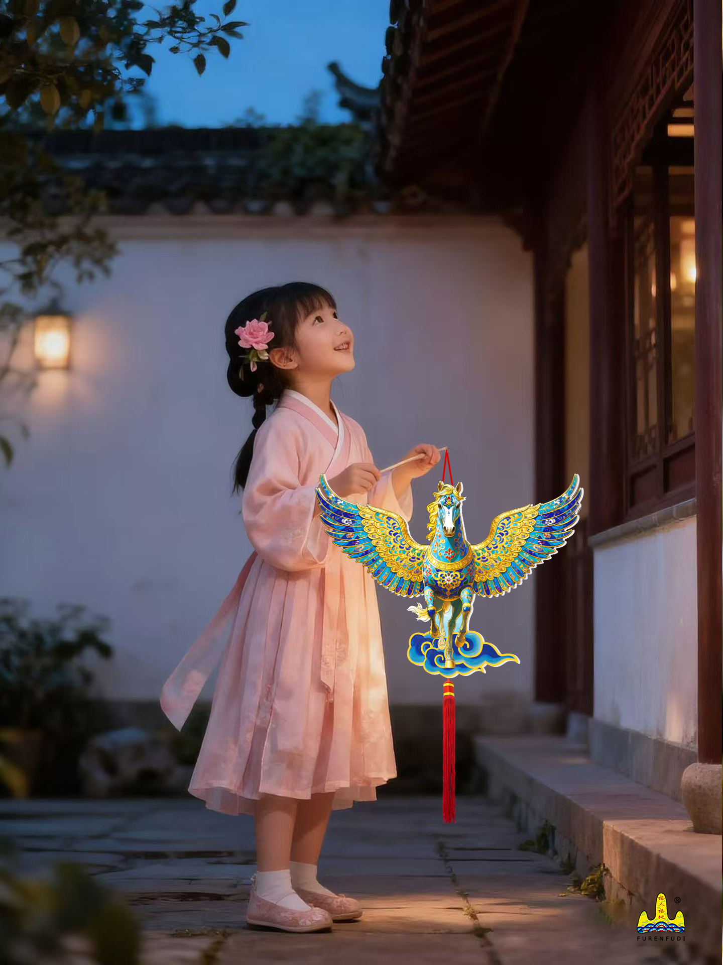 马年国风儿童手工灯笼diy材料包过年创意手提led发光卡通2026新款灯笼高清大图