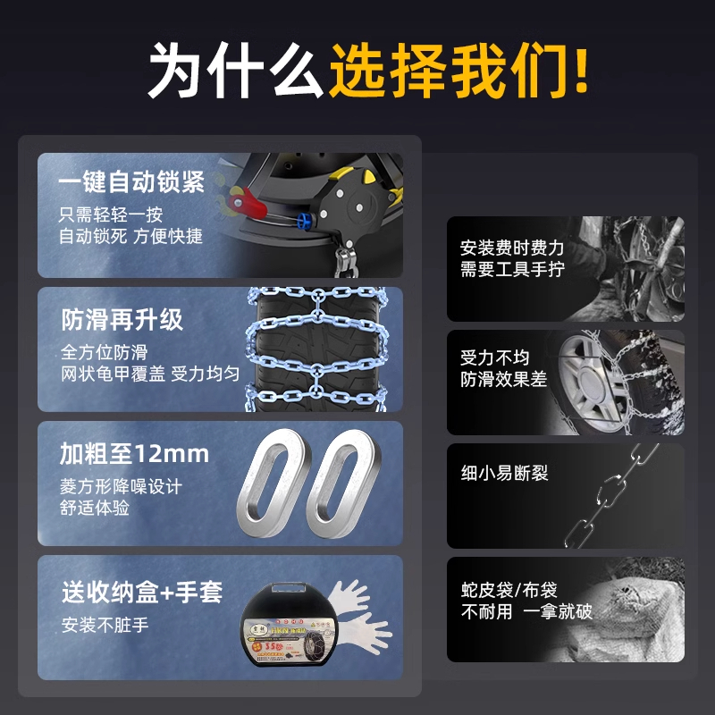 汽车防滑链SUV越野小轿车轮胎通用型雪地防滑铁链不伤胎神器高清大图