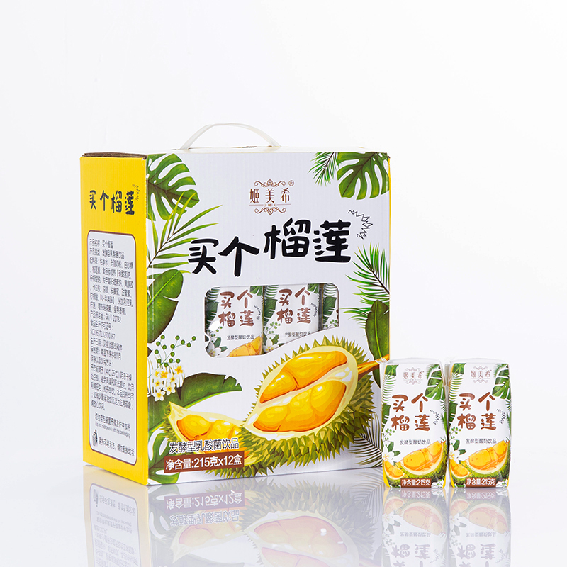 礼盒装 榴莲味发酵型酸牛奶 买个榴莲酸奶饮品215GX12盒 高端礼盒装送礼佳品