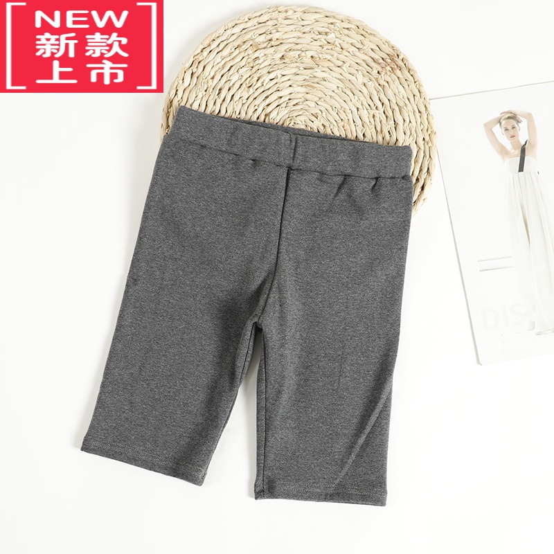 可莉允女童春秋款纯色磨毛棉打底裤五分裤弹力女孩中裤可配裙保暖护腿保暖裤