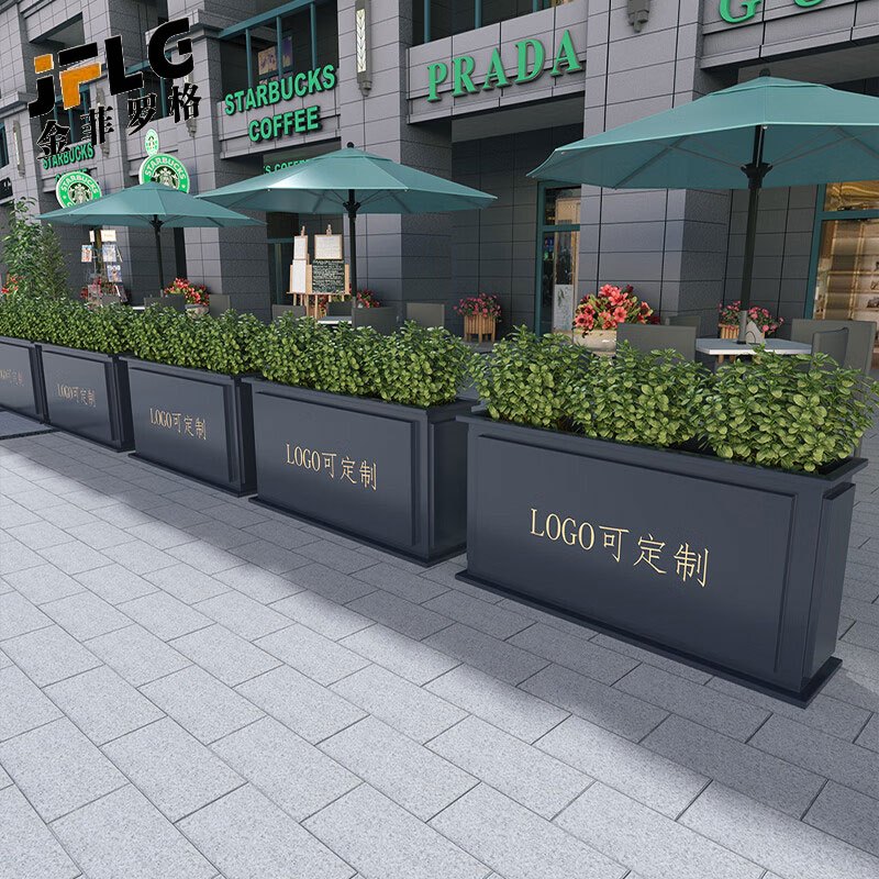 苏宁 金菲罗格 办公家具 可定制LOGO镀锌板花箱隔断种植箱 花箱120x30x60cm高清大图