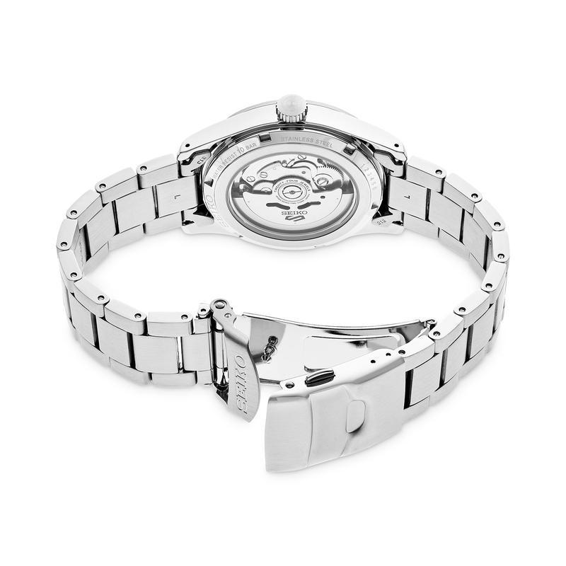 SEIKO 男表 5号运动系列自动机械标 蓝盘钢带双日历防水腕表 七夕礼物