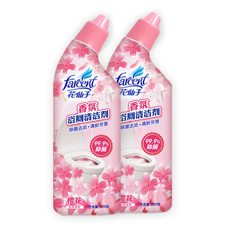 花仙子洁厕剂樱花浴室清洁剂520g*2瓶马桶清洁剂清香型强力除垢高清大图