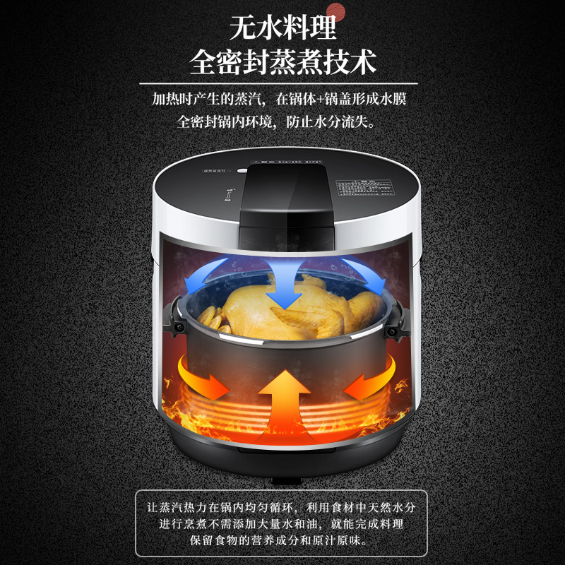 松下(Panasonic)电压力锅 SR-S60K8 智能多功能电压力煲 6L/升 无水料理大容量电饭煲 电饭锅