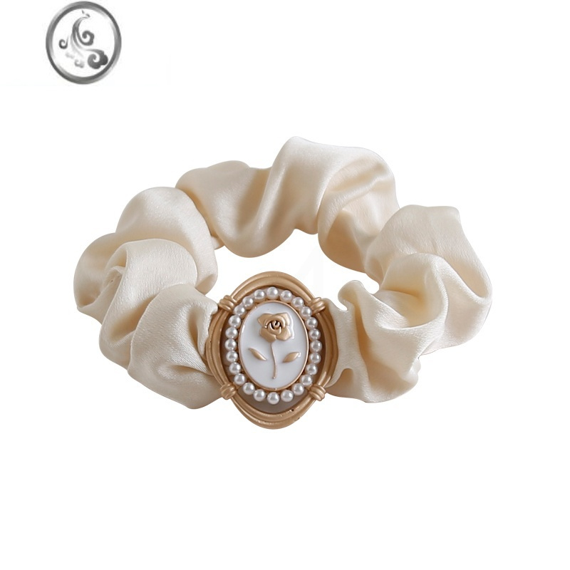 jimi巴黎往事法式ins简约缎面小肠圈玫瑰发绳气质百搭丸子头发圈头饰