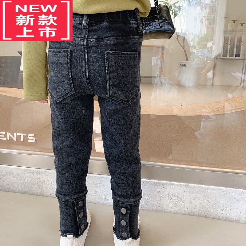 可莉允女童加绒裤子秋冬款外穿加厚宝宝一体绒长裤儿童保暖弹力牛仔裤保暖裤图片