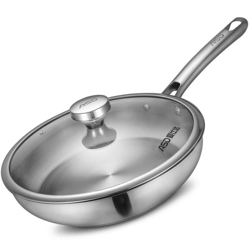 爱仕达平底锅煎锅不锈钢锅28cm煎锅锅具明火通用视频