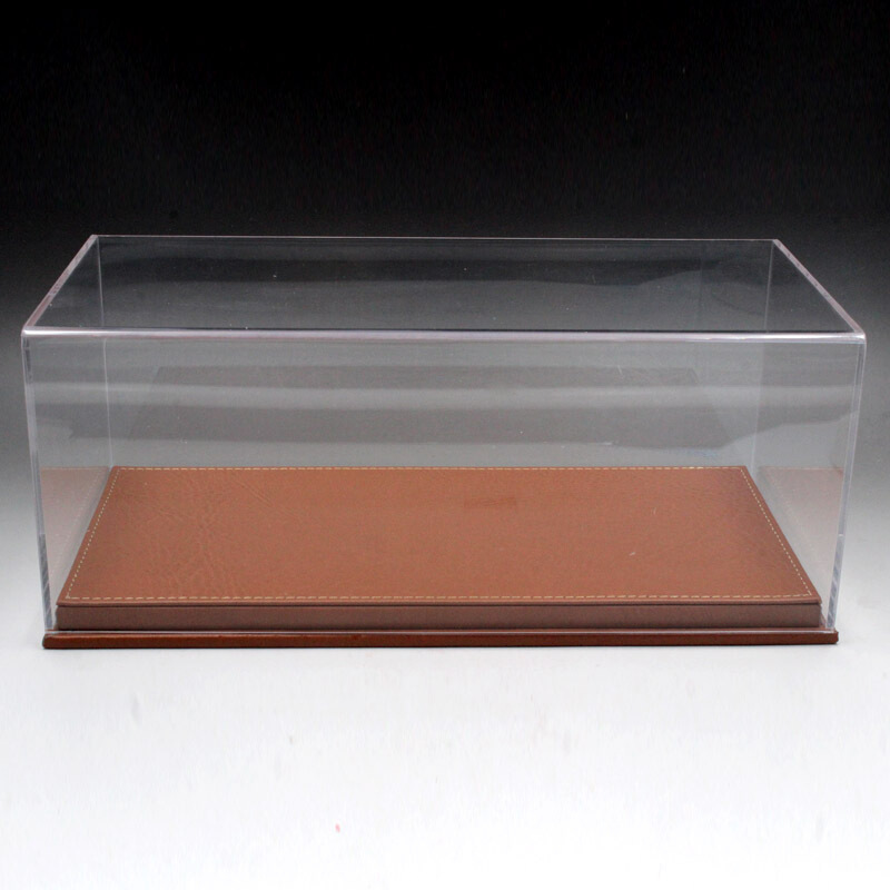 跃纪生yuejisheng118合金汽车模型皮底座车模展示盒模型防尘罩棕色座