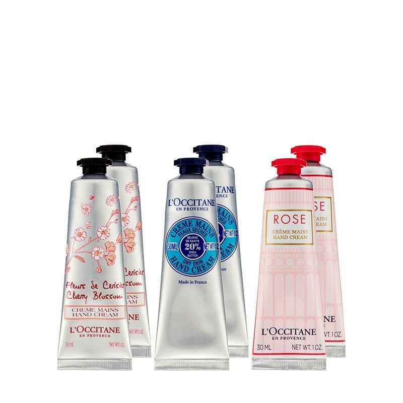 L’OCCITANE欧舒丹护手霜6支礼盒套装(乳木果*2+玫瑰*2+樱花*2)30ml防干裂润手霜 保湿补水嫩白滋润修护