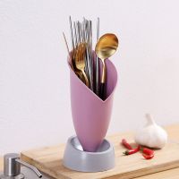 筷子篓沥水筷子笼家用免打孔筷子筒厨房餐具勺子一体收纳盒筷子盒 创意花瓶式筷子盒-粉色