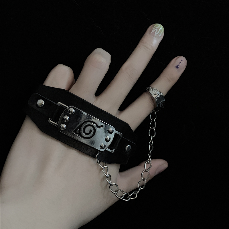 黑色手环超酷日系动漫忍者戒指手环配饰复古编织手绳手链手饰男女个性