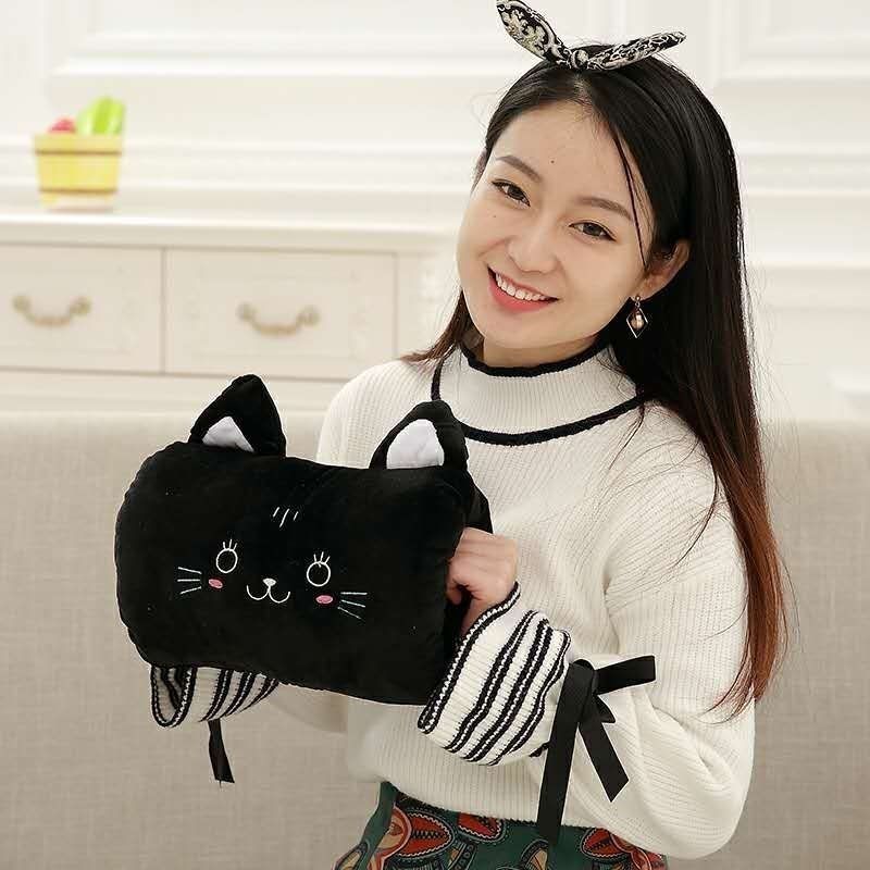 可爱卡通毛绒小抱枕玩具女学生两用暖手抱枕