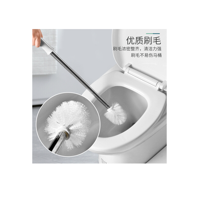 FOOJO 不锈钢 马桶刷套装 灰色 带底座 圆筒