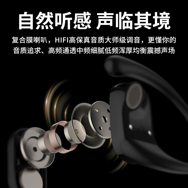 兰士顿(Langsdom) 开放式运动蓝牙耳机(TS19)素雅黑