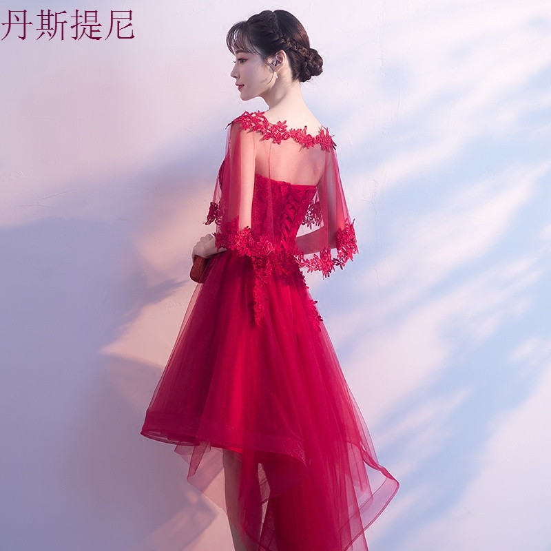 敬酒服新娘秋季2018结婚新款红色短款伴娘服女春季小礼服伴娘服裙