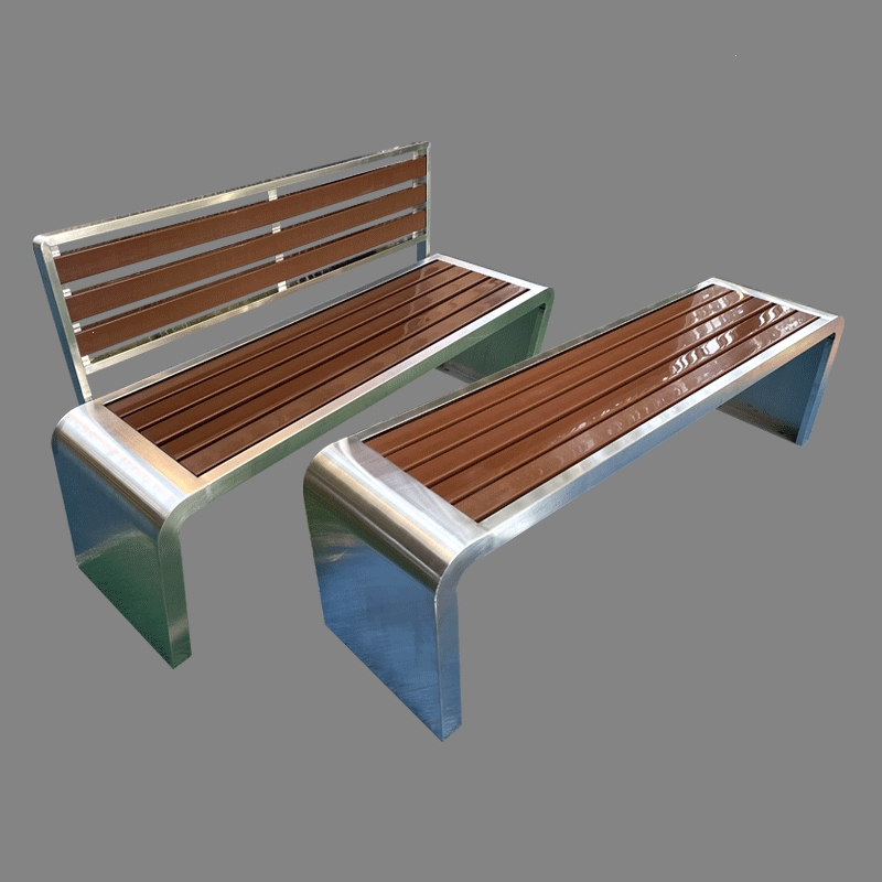 手逗定制公园椅户外长椅不锈钢塑木室外长条凳广场休息凳坐凳长凳公共