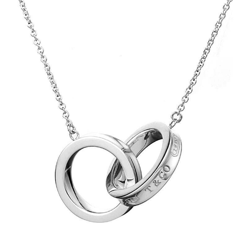 蒂芙尼tiffanycotiffanyco项链1837女士925银双环项链情人节