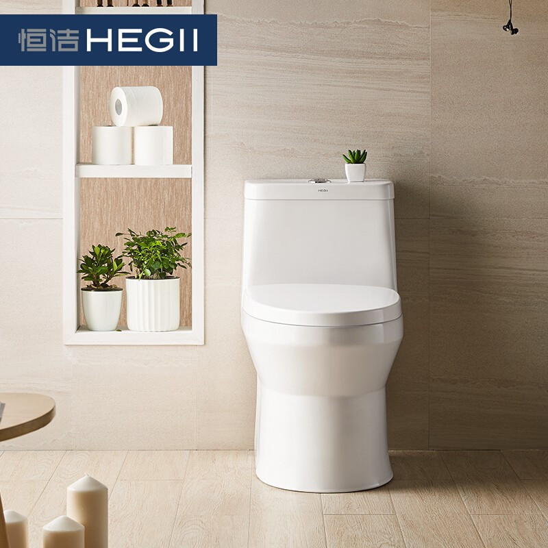 恒洁(HEGII)坐便器HC0163PT 喷射虹吸式 马桶 缓降盖板防臭防堵 节水大冲力连体坐便马桶