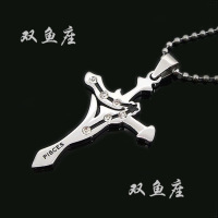 韩版个性十二星座系列男士钛钢项链十字架挂链WLDZ0808送女朋友七夕情人节礼物