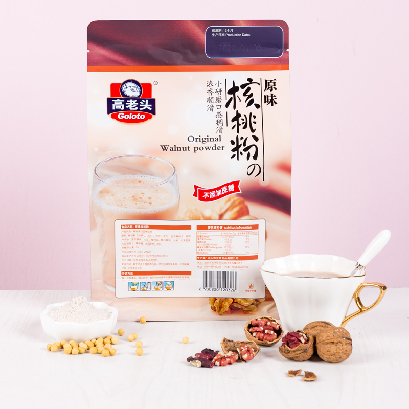 高老头核桃粉冲饮中老年早餐营养现磨儿童学生高钙花生加钙小袋装