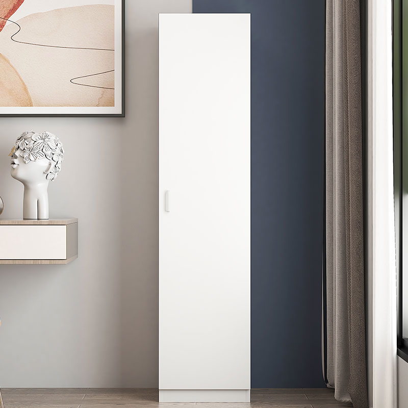 臻远ZY-MZYG-8简约木质衣柜卧室单开门衣柜夹缝储物柜 暖白色D款单门高清大图