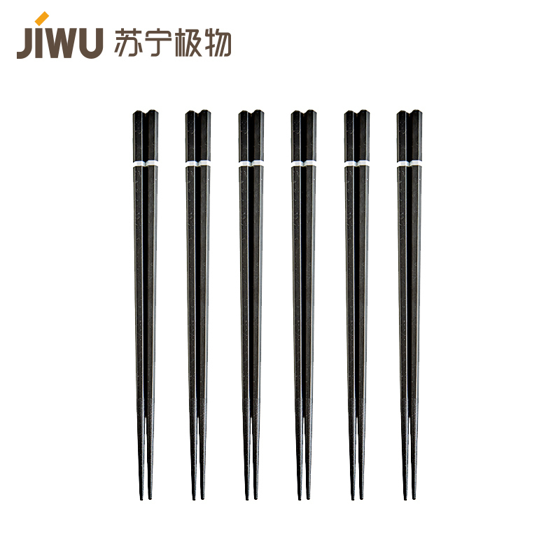 苏宁极物 日式六面合金筷子六双装尖头合金筷家用套装日式筷子 日本料理寿司尖筷子