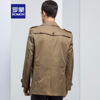 罗蒙(ROMON)风衣男2019春季修身中长款翻领外套商务休闲中青年夹克常规款