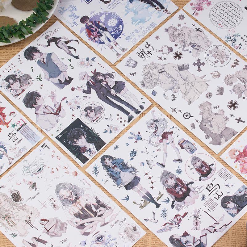 贴纸本三周年纪念册手帐和纸胶带人物少女男古风手账素材图片