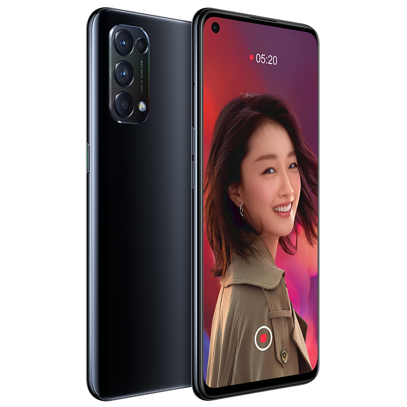 OPPO Reno5 5G 月夜黑 8GB+128GB 全网通 骁龙765G 6400万水光人像四摄 65W闪充 手机