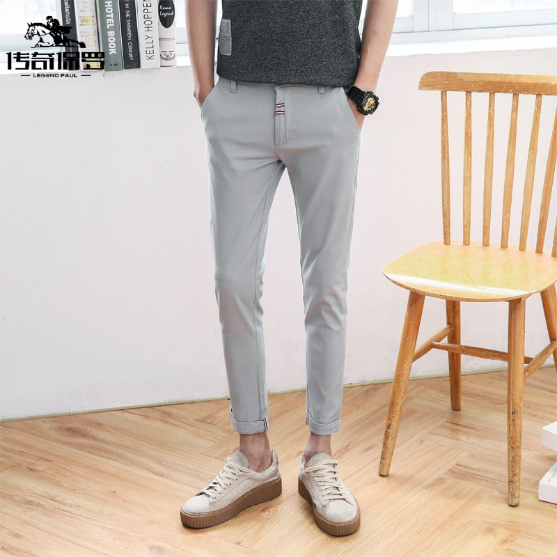 传奇保罗(CHUANQIBAOLUO)春夏男士九分裤棉弹力修身小脚裤9分休闲裤春装韩版裤-