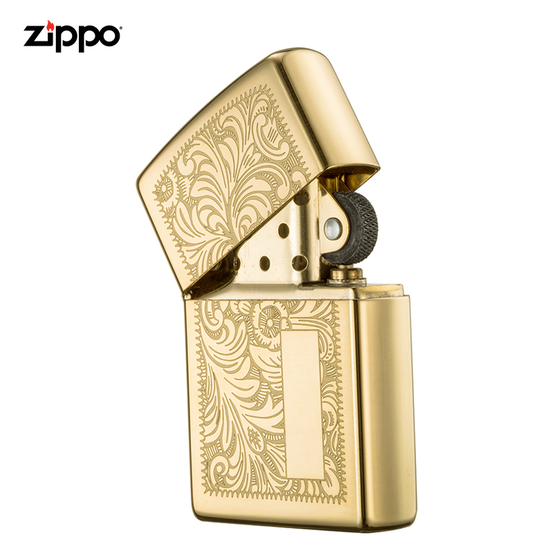 美国zippo打火机芝宝黄铜威尼斯人双面刻花352b铜威尼斯人