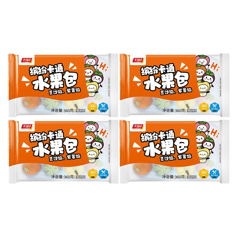 千味央厨水果包色彩丰富香甜软糯营养均衡缤纷卡通360g*4袋
