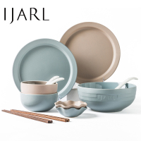 亿嘉IJARL 日式陶瓷创意餐具套装碗盘饭碗餐碗碟碗筷套装家用组合 曼哈顿12件套