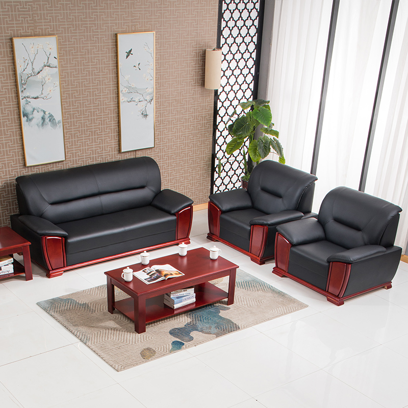 三金鑫 办公家具办公沙发会客接待商务洽谈中式沙发商务传统办公沙发高清大图