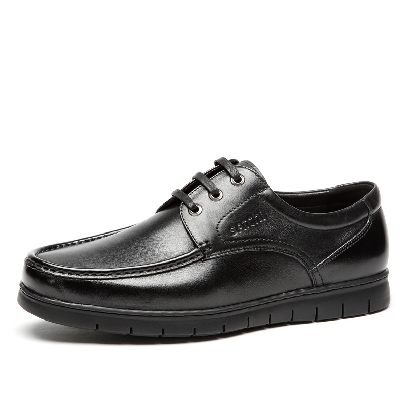 沙驰男鞋子男潮鞋百搭夏季透气韩版软皮真皮皮鞋子商务休闲皮鞋