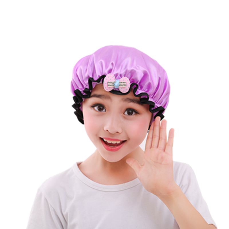 洗澡卡通小孩萌萌女中大童护发儿童浴帽幼婴儿女童女孩防水洗 三维工匠 儿童款粉色浴帽高清大图