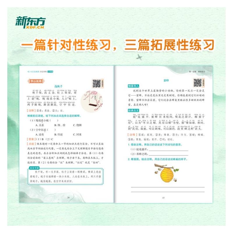 小古文阅读训练(六年级) 小学通用 [正版]2024秋新东方小古文阅读分层训练三四五六年级小学插图注释提高阅读能力新