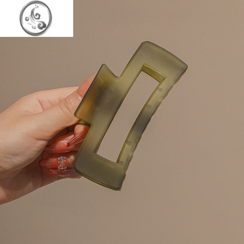 JiMi高级感简约磨砂发夹女后脑勺气质绿色抓夹大号鲨鱼夹发卡头饰