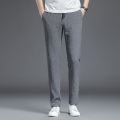 薄款冰丝凉爽休闲裤男士褶皱肌理纹松紧腰长裤子夏季直筒潮流男 灰色 2XL