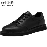 公牛欢腾2021男鞋年新款潮鞋秋季休闲皮鞋真皮韩版潮流秋季马丁鞋黑色鞋子