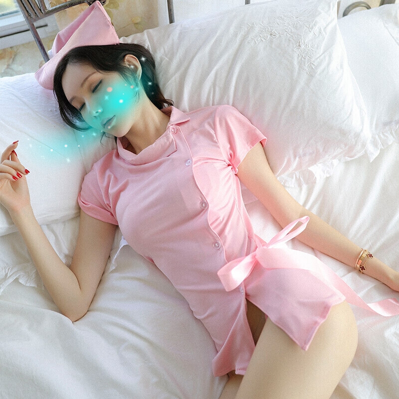 女士情趣内衣护士服职业制服套装V字连衣裙超短齐臀丁字内裤女式情趣睡衣透视性感开档学生睡裙后入式诱惑长夜漫漫成人美女性用品高清大图