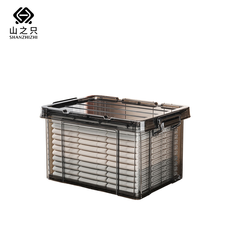 山之只 透黑色塑料收纳盒 52*38*32cm 个