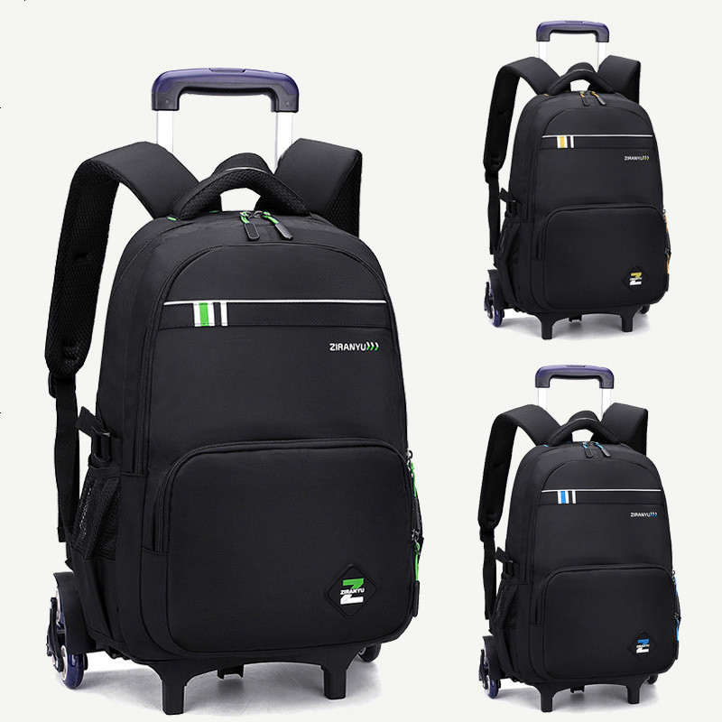 自然鱼拉杆书包男爬楼梯背包大容量初高中学生背包超大容量