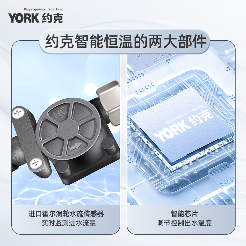 约克(YORK)即热式电热水器YK-G6-88智能变频恒温速热小型家用大水量热水器免储水6-8.8KW可调高清大图