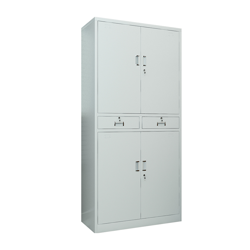 臻远ZY5062293 钢制厚板中二斗铁门文件柜 85*39*180cm(单位:台)灰白色