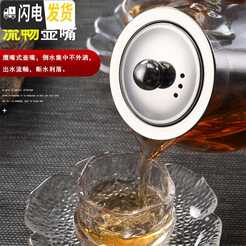 三维工匠玻璃飘逸壶可高温加厚泡茶壶茶海过滤套装功夫茶具家用花茶壶套装 CB11(1)玻璃壶1000
